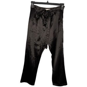 The GREAT. Satin Trousers Pants Women's Size 0 Black Dressy Party Fun